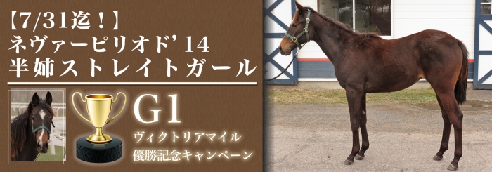 7/31迄！ネヴァーピリオド'14半姉ストレイトガール、G1ヴィクトリアマイル優勝記念