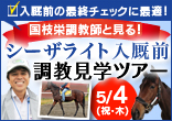 5／4（祝･木）開催！国枝栄調教師と見る！シーザライト入厩前調教見学ツアーin千葉+アドバンスマルス＆パワーバンド見学