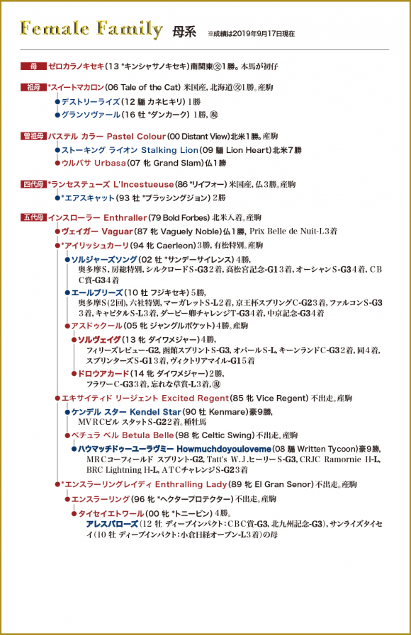 ゼロカラノキセキ 19牝系図 広尾サラブレッド倶楽部