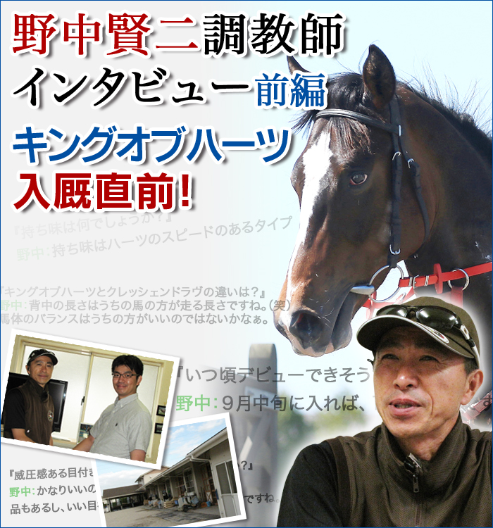 野中賢二調教師インタビュー 前編 入厩直前キングオブハーツ 広尾サラブレッド倶楽部